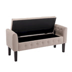 Porthos Home Inari Fabric Flip Top Storage Ottoman Bench with Rubberwood Legs