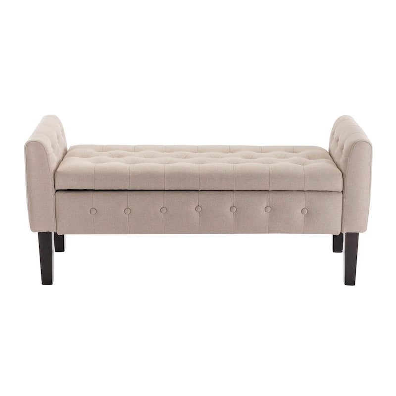 Porthos Home Inari Fabric Flip Top Storage Ottoman Bench with Rubberwood Legs