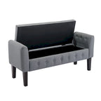 Porthos Home Inari Fabric Flip Top Storage Ottoman Bench with Rubberwood Legs