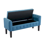 Porthos Home Inari Fabric Flip Top Storage Ottoman Bench with Rubberwood Legs