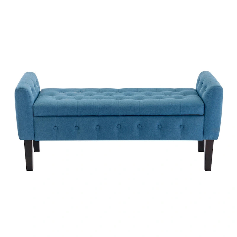 Porthos Home Inari Fabric Flip Top Storage Ottoman Bench with Rubberwood Legs