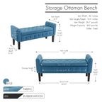 Porthos Home Inari Fabric Flip Top Storage Ottoman Bench with Rubberwood Legs