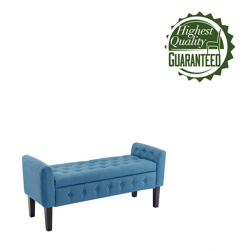 Porthos Home Inari Fabric Flip Top Storage Ottoman Bench with Rubberwood Legs