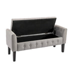 Porthos Home Inari Fabric Flip Top Storage Ottoman Bench with Rubberwood Legs