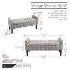 Porthos Home Inari Fabric Flip Top Storage Ottoman Bench with Rubberwood Legs
