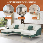 Ouyessir U-Shape Sectional Sofa 4-Seat Couch with Double Chaise Lounge
