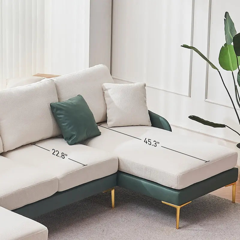 Ouyessir U-Shape Sectional Sofa 4-Seat Couch with Double Chaise Lounge