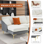 Ouyessir U-Shape Sectional Sofa 4-Seat Couch with Double Chaise Lounge
