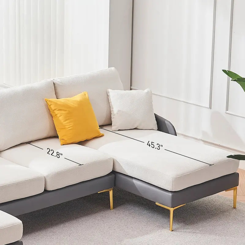 Ouyessir U-Shape Sectional Sofa 4-Seat Couch with Double Chaise Lounge