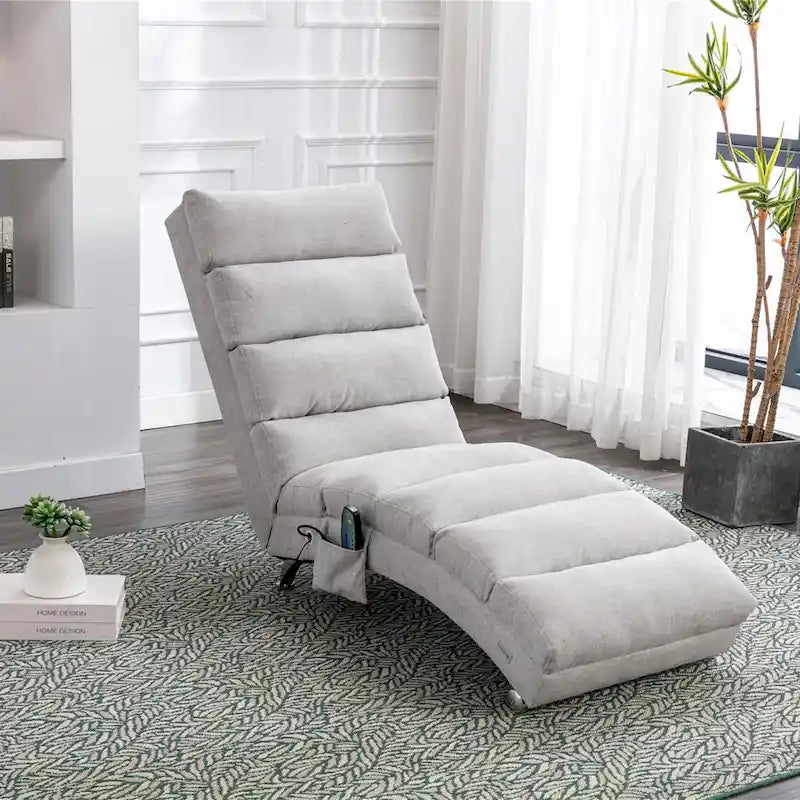 Modern Tufted Oversized Chaise Lounge Massage Chair For Living Room, Bedroom