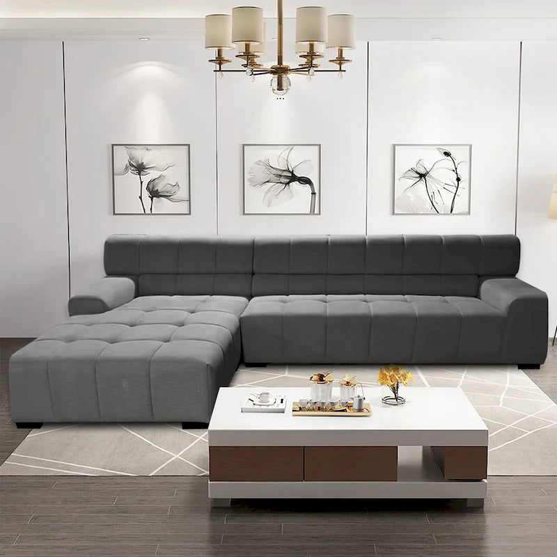 Williamspace Modern Glam LargeUpholstered Sectional Sofa L-shape With Chaise Living Room