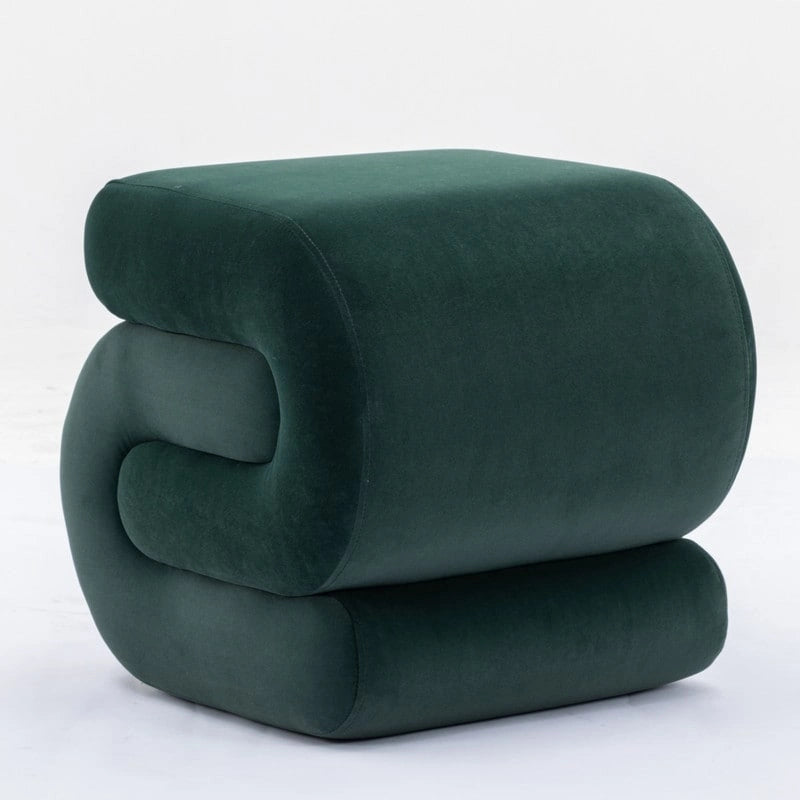 Velvet Fabric S-shape Ottoman Makeup Stool Footstool