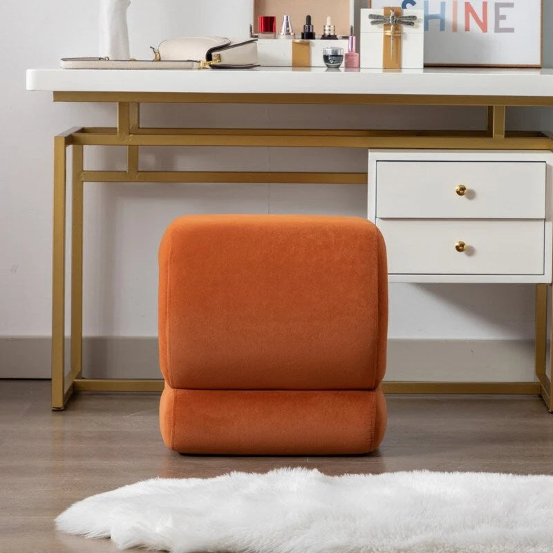 Velvet Fabric S-shape Ottoman Makeup Stool Footstool