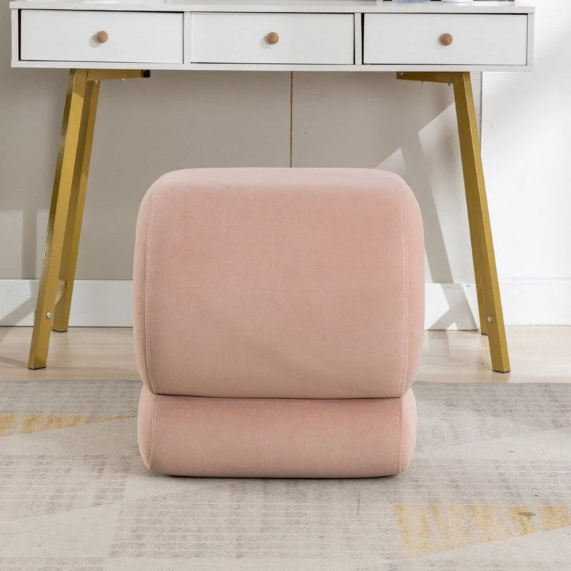 Velvet Fabric S-shape Ottoman Makeup Stool Footstool