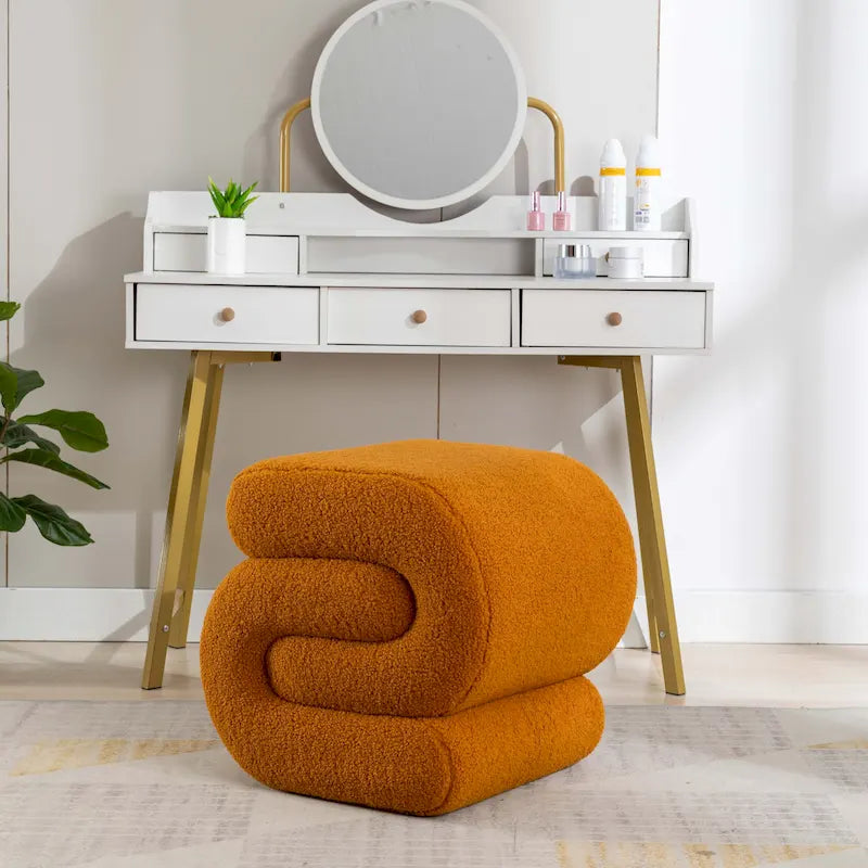 Modern S-shape Ottoman Makeup Stool Footstool for Living Room,Bedroom