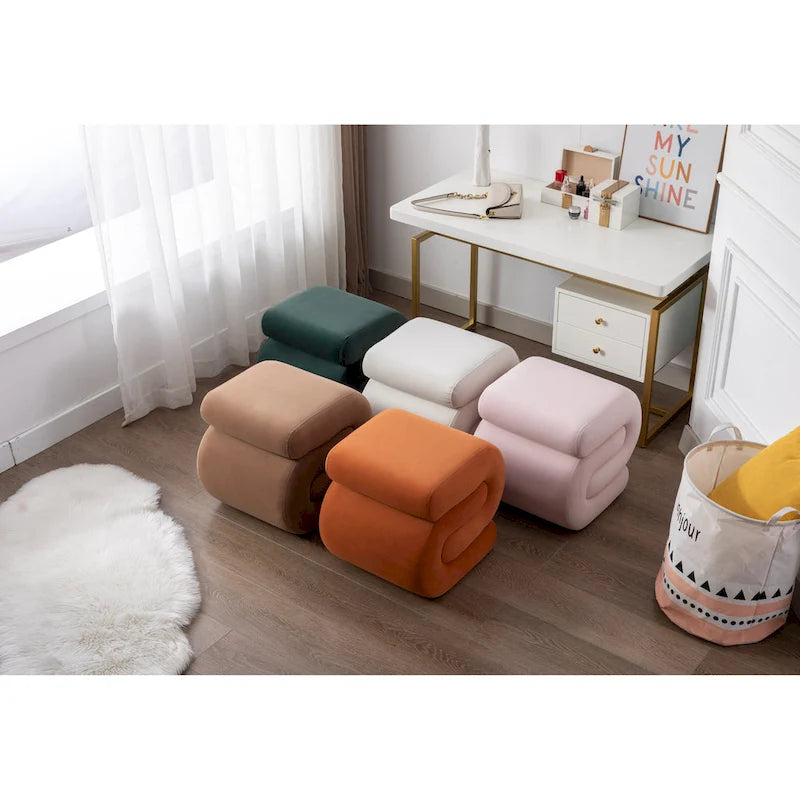 Modern S-shape Ottoman Makeup Stool Footstool for Living Room,Bedroom