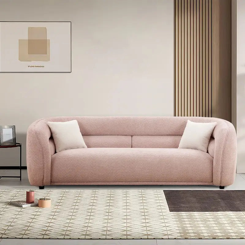 Modern Contemporary 91 Upholstered Curved Sofa With 2 Pillows for Living Room