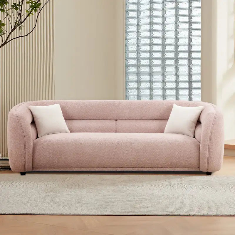 Modern Contemporary 91 Upholstered Curved Sofa With 2 Pillows for Living Room