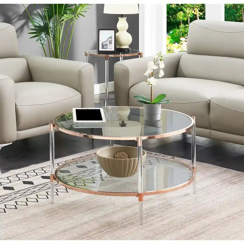 Convenience Concepts Royal Crest 2 Tier Acrylic Glass Coffee Table