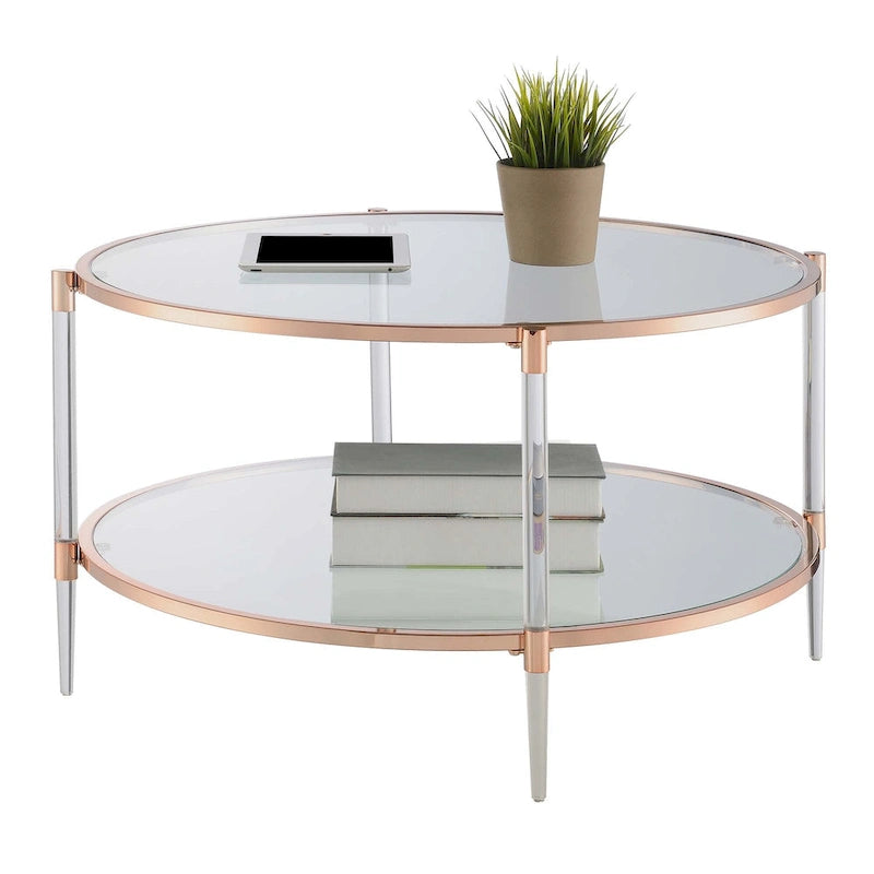 Convenience Concepts Royal Crest 2 Tier Acrylic Glass Coffee Table