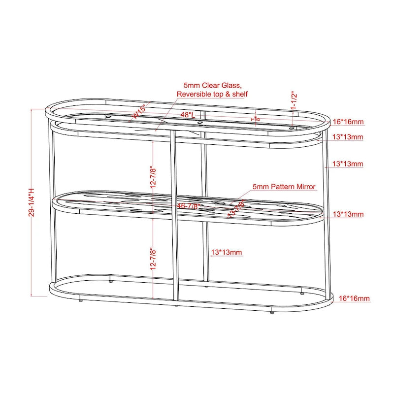 Taylaa Glam Chrome 48-inch Glass Top 1-Shelf Sofa Table by Furniture of America