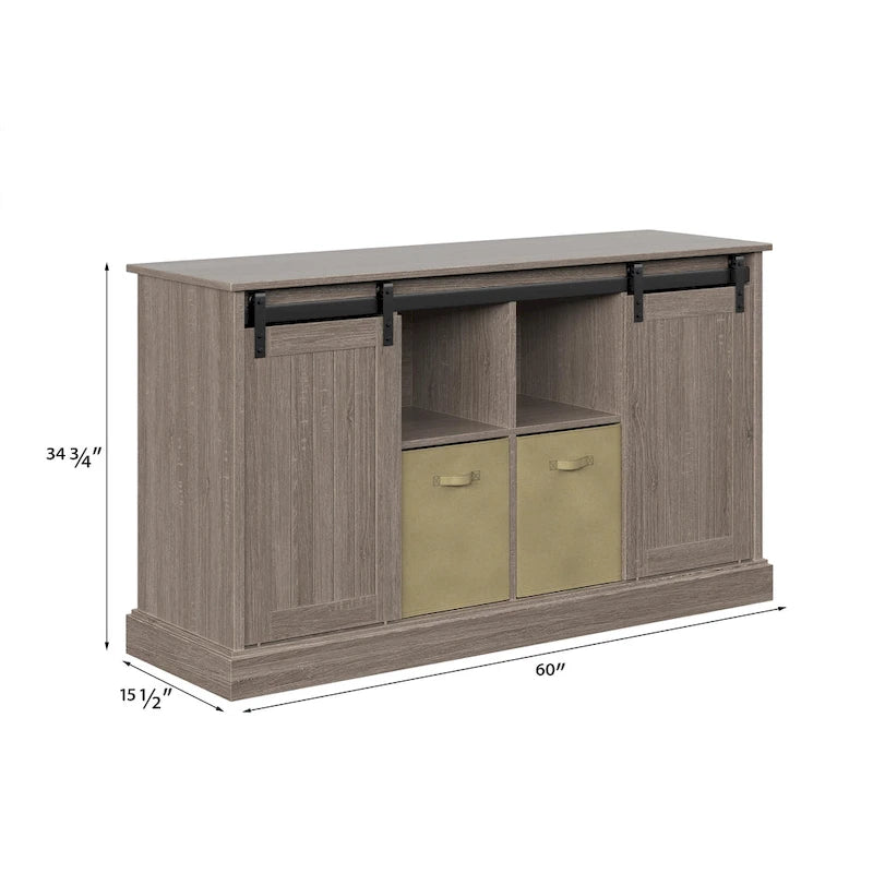 Bridgevine Home Lincoln Farmhouse 60 Inch TV Stand Console for TVs up to 64 inches