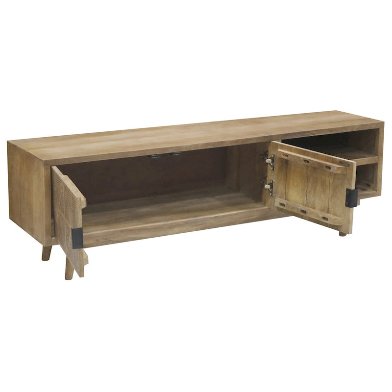 Bidi Mid-Century Modern 56-inch Wood 2-Open Shelf TV Stand by Furniture of America