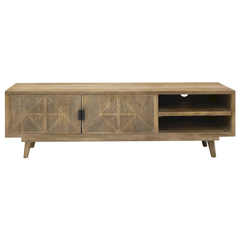 Bidi Mid-Century Modern 56-inch Wood 2-Open Shelf TV Stand by Furniture of America