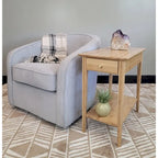 Solid Bamboo Recliner Table with Drawer