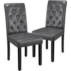 Yaheetech Button Padded Dining Chair with Solid Wood Legs Set of 2 - Set of 2