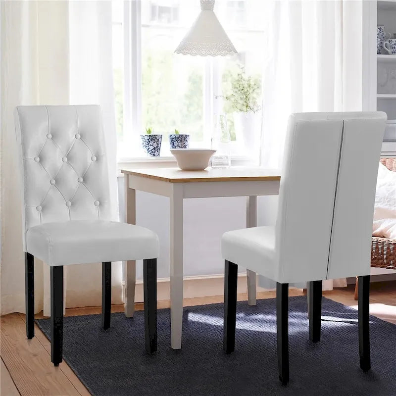 Yaheetech Button Padded Dining Chair with Solid Wood Legs Set of 2 - Set of 2