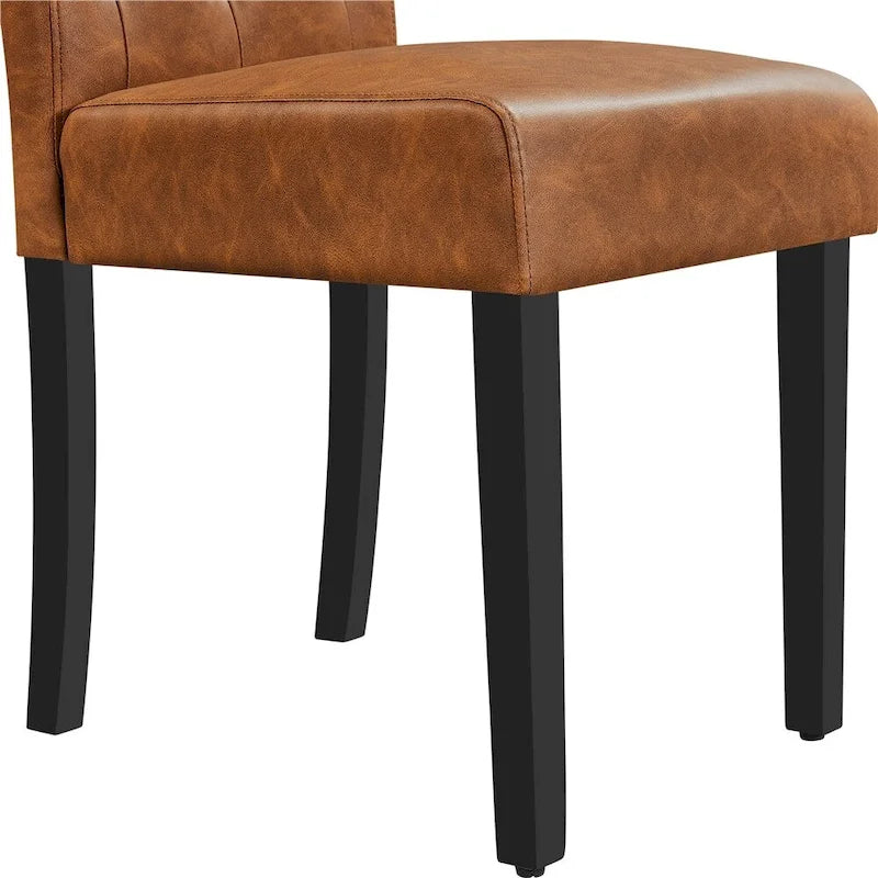 Yaheetech Button Padded Dining Chair with Solid Wood Legs Set of 2 - Set of 2