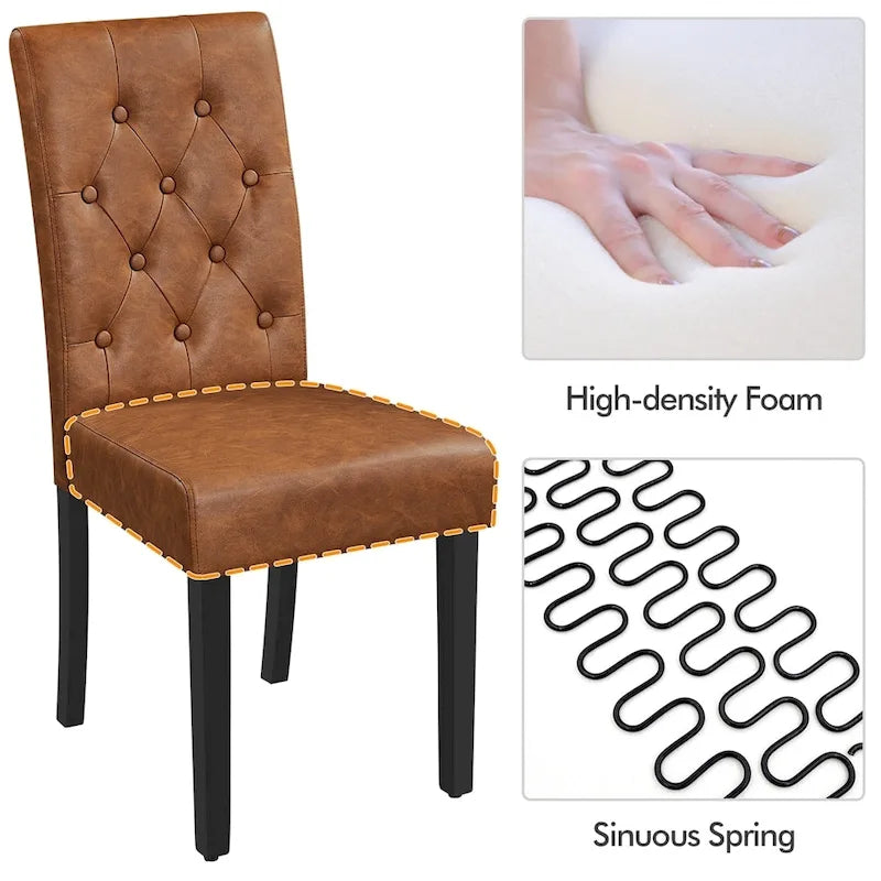 Yaheetech Button Padded Dining Chair with Solid Wood Legs Set of 2 - Set of 2