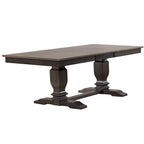 Double Transitional Pedestal Antiqued Grey Napoleon Back 5-Piece Dining Set