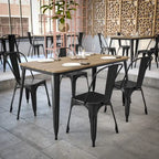 30x60 Commercial Poly Resin Restaurant Table with Umbrella Hole - 30 W x 60 D x 30 H