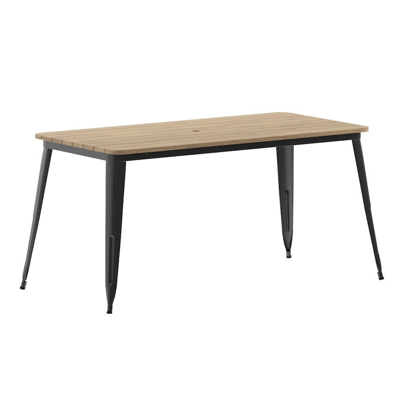30x60 Commercial Poly Resin Restaurant Table with Umbrella Hole - 30 W x 60 D x 30 H