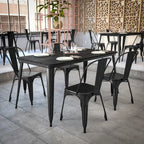 30x60 Commercial Poly Resin Restaurant Table with Umbrella Hole - 30 W x 60 D x 30 H