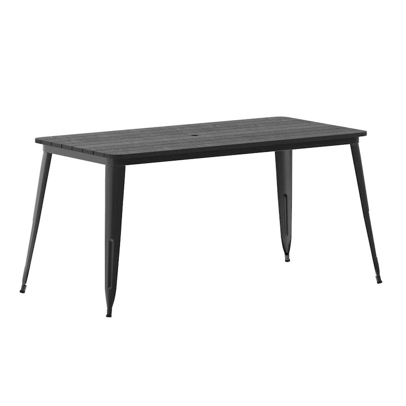 30x60 Commercial Poly Resin Restaurant Table with Umbrella Hole - 30 W x 60 D x 30 H