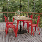 30x60 Commercial Poly Resin Restaurant Table with Umbrella Hole - 30 W x 60 D x 30 H
