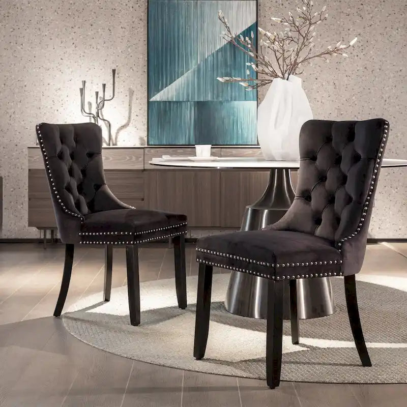 Velvet Upholstered Dining Chair 2-Pcs Set