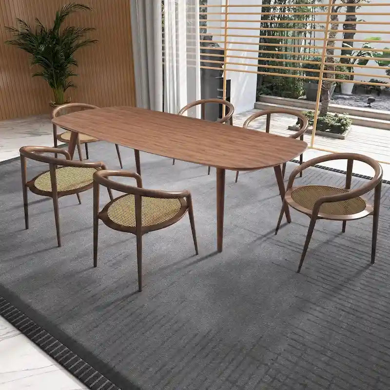 Modern Farmhouse Rectangular Dining Table for 4-8 People