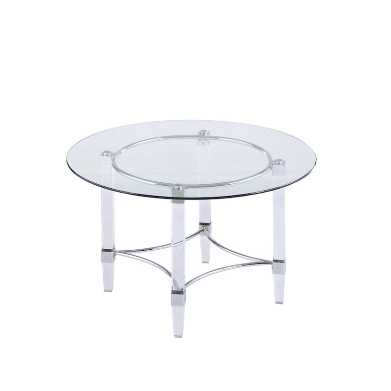 Somette Ridley Gold 5-Piece Round Glass/Acrylic Dining Set with Black Chairs