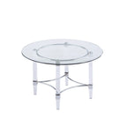 Somette Ridley Gold 5-Piece Round Glass/Acrylic Dining Set with Black Chairs