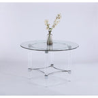 Somette Ridley Gold 5-Piece Round Glass/Acrylic Dining Set with Black Chairs