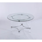 Somette Ridley Gold 5-Piece Round Glass/Acrylic Dining Set with Black Chairs