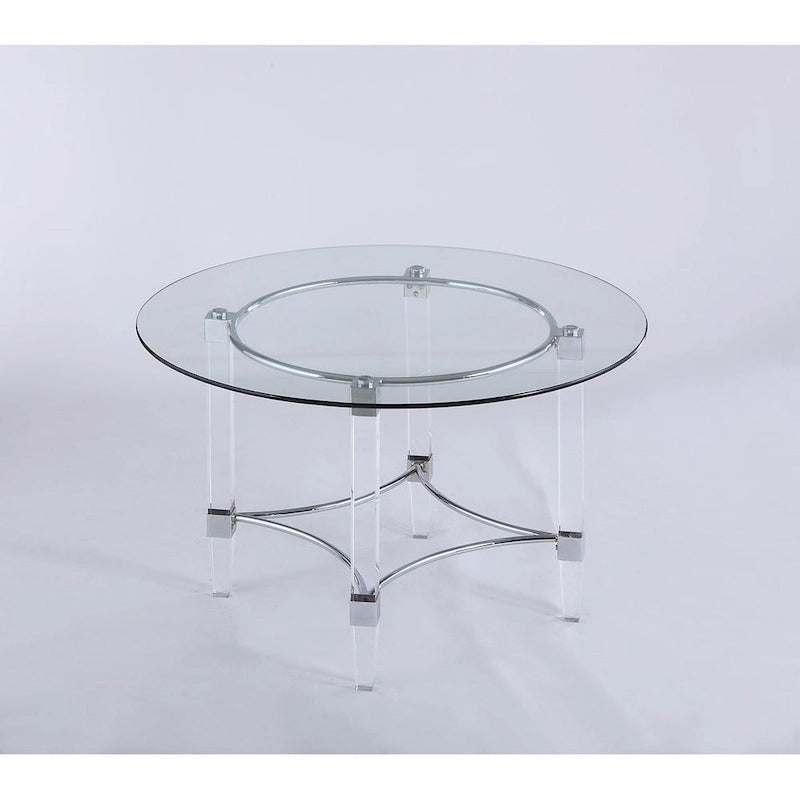 Somette Ridley Gold 5-Piece Round Glass/Acrylic Dining Set with Black Chairs