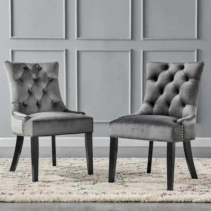 Silver Orchid Kornman Velvet Dining Side Chairs (Set of 2)