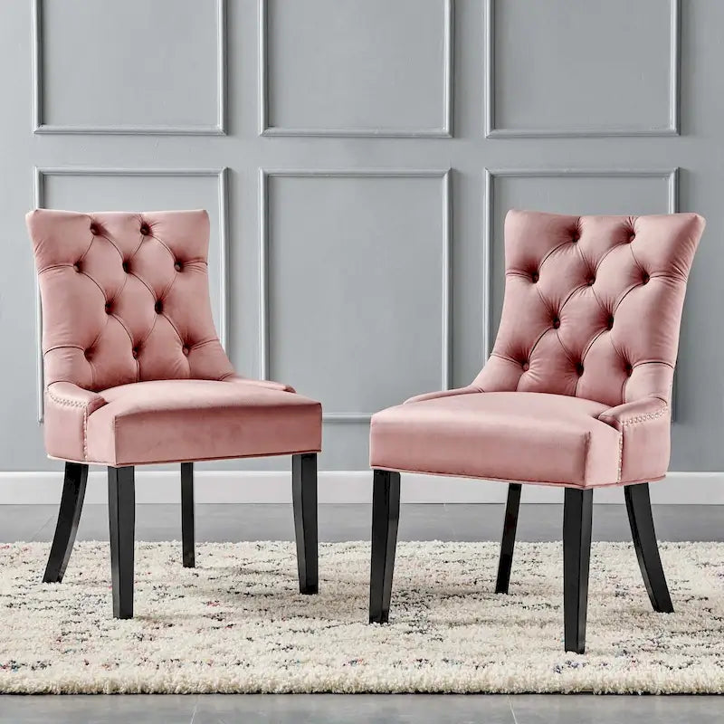 Silver Orchid Kornman Velvet Dining Side Chairs (Set of 2)