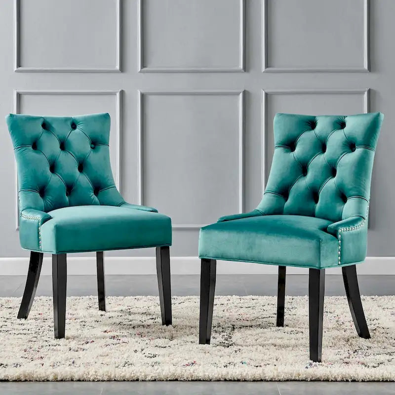 Silver Orchid Kornman Velvet Dining Side Chairs (Set of 2)