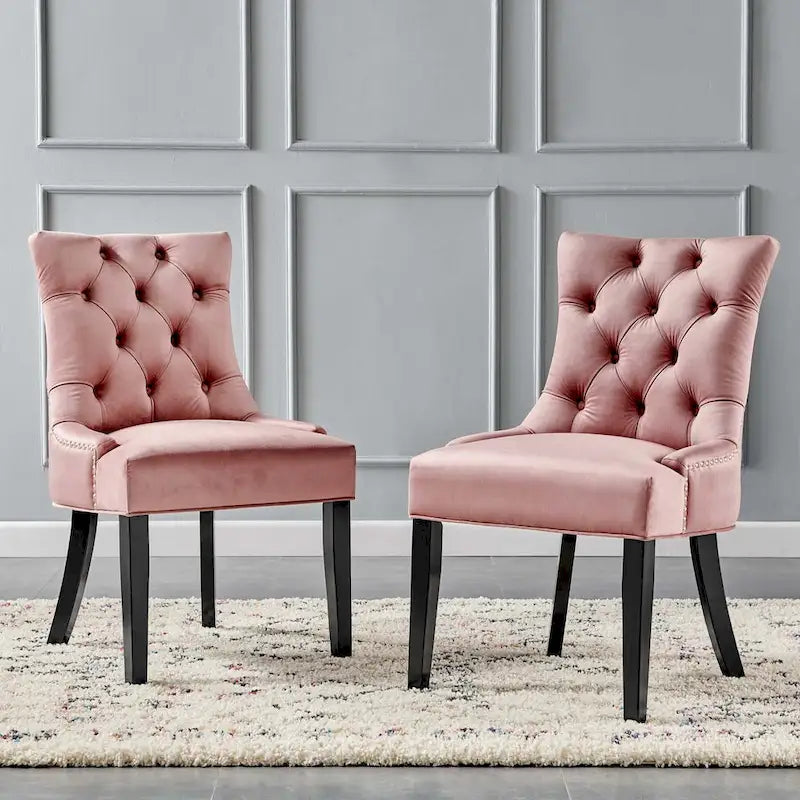 Silver Orchid Kornman Velvet Dining Side Chairs (Set of 2)